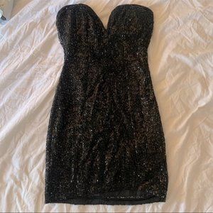 NWOT Nasty Gal Helix Plunge Neck Sequin Mini Dress
